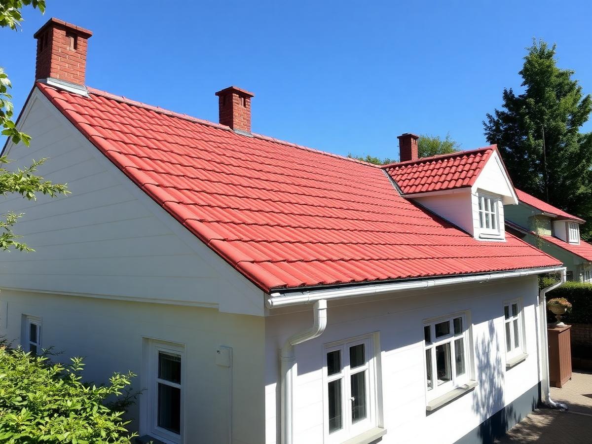 Villa med nylagt rött tegeltak